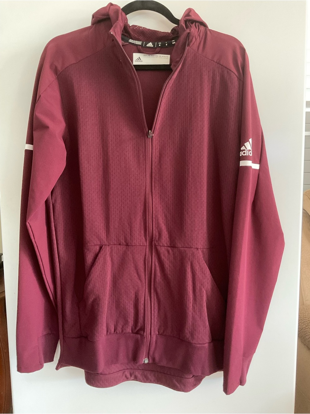 adidas Men's Maroon Hooded Performance Jacket